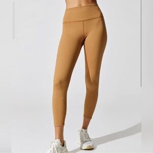 Carbon38 High Rise 7/8 Jacquard Outdoor Preppy Yoga Gym Leggings Brown Sugar XS